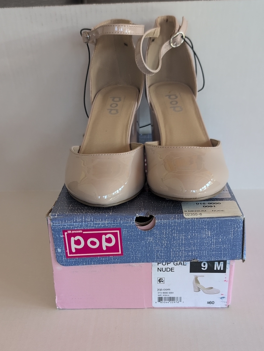 POP Nude Patent Ankle-Strap Heels